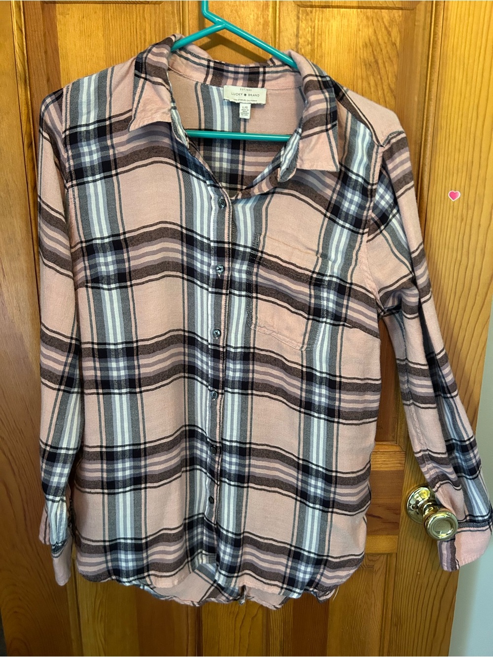 Lucky Brand women’s Pink Plaid Button-Down Shirt